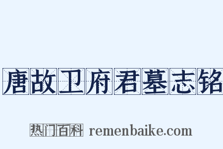 唐故卫府君墓志铭是什么意思的图片